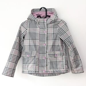 2/15$ Joe Fresh Kids Plaid Lined Raincoat - Pink and Black ~ Size 6 (Small)